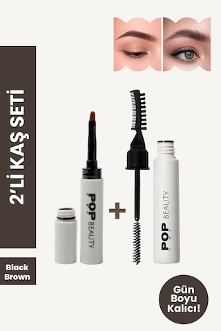 Kaş Sabitleyici Ve Şekillendirici & Kaş Pomadı, 2'li Kaş Bakım Seti Black Brown