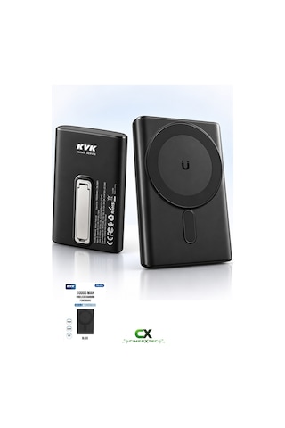 Kablosuz Şarj Destekli Powerbank Siyah -10.000 Mah 22,5w
