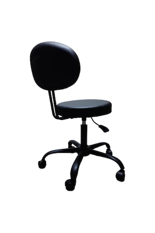 Sırtlıklı Tabure Siyah Metal Ayaklı