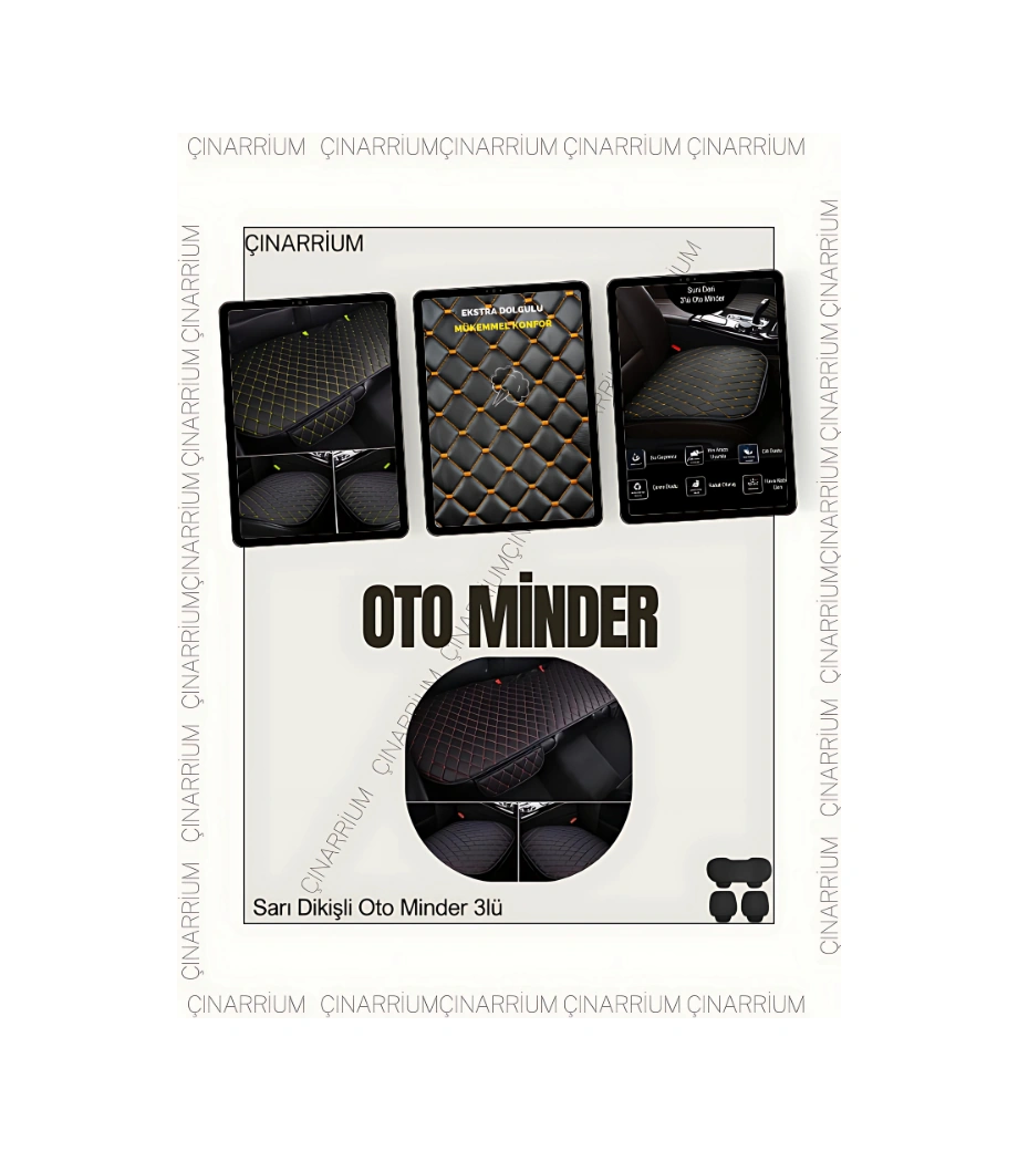 B-max 2012 Ve Sonrası Ön Ve Arka Takım Koltuk Minderi Kılıf Siyah Suni Deri Sarı Dikişli