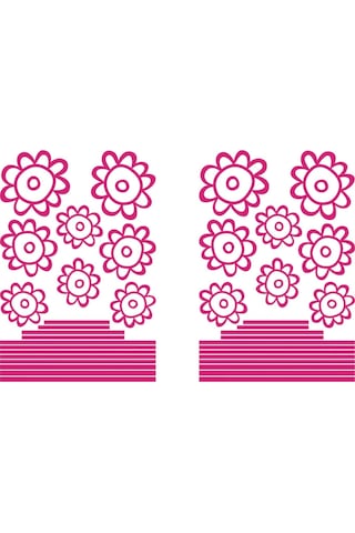Duvar Süsü Sticker 2 Adet Pembe Papatyalı Şeffaf Filmli Pvc 48x