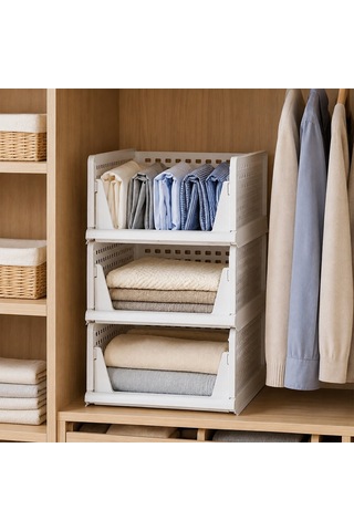 3 Katlı Portatif Organizer - Çok Amaçlı Kayar Raf 18.5x33.5x43cm Toplam 55.5cm Renkli