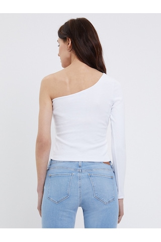 Slim Fit Kadın Bluz U.kol Beyaz