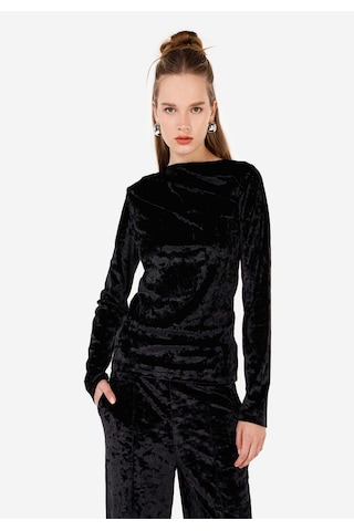 Colins Slim Fit Kayık Yaka Kadın Siyah Uzun Kol Tişört Cl1071099 Q1.v1 Blk SIYAH