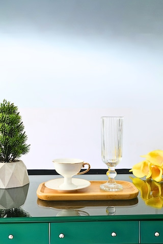 6 Adet Kristal Ayaklı Kahve Yanı Su Ve Meşrubat Bardağı