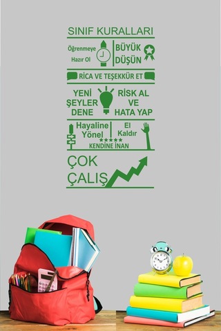 Sınıf Kuralları Dekoratif Duvar Sticker (58X32 Cm)