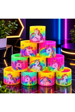 Yüksek Kalite 12 Adet Renkli Unicorn Stres Yayı Yılbaşı Hediyeleri Noel Hediyeleri Karne Hediyesi