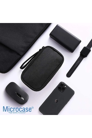 Microcase Taşınabilir Su Geçirmez Çift Katman Ve Fermuarlı 8 Bölmeli Hdd Harddisk Çantası Al4210 Siyah