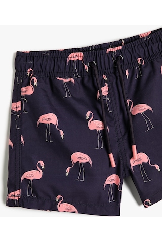 Koton Deniz Şortu Flamingo Baskılı Beli Bağlamalı File Astarlı Pembe Desenli 3skb00037bw 3SKB00037BW41A
