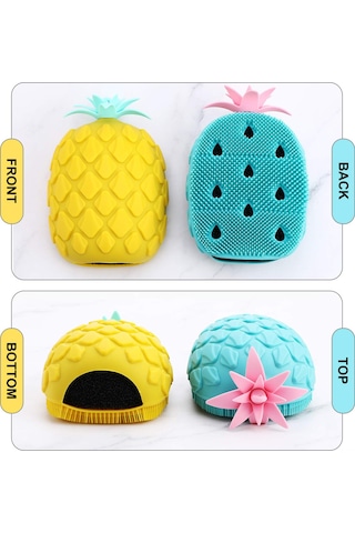 Mufunye Renkli Ananas Şekilli Yumuşak Silikon Banyo Fırçası Ve Sünger Seti