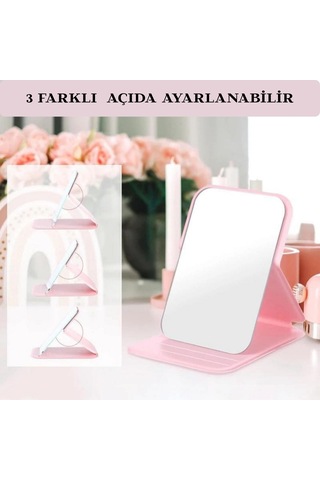 Hpytech Taşınabilir Katlanabilir Masaüstü Mini Makyaj Aynası Pembe