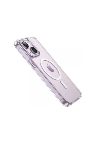 Apple Uyumlu   iPhone 14 MagSafe Şeffaf Arka Kapak Silikon Kılıf