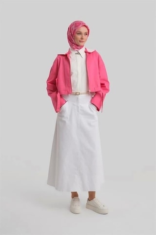 Armine Seyyar Kapüşonlu Ve Kemerli Pamuk Ceket 24y5406 Orkide Pembe