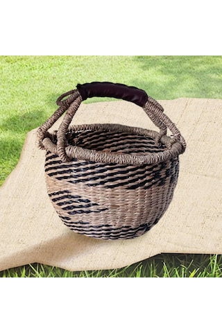 Homyl El Dokuması Piknik Sepeti Açık Seyahat Pazarı Için Siyah