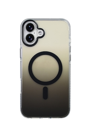 Techaks Apple Uyumlu iPhone 16 Plus Kılıf M-safe Şarj Özellikli Transparan Renk Geçişli Tchs Toros Kapak - Gold Altın