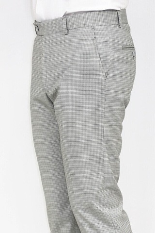 Wessi Slim Fit Kareli Kumaş Gri Erkek Pantolon Gri