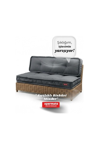 2'li Yer Minderi 60x120x14 Cm Palet Minderi, Bahçe Minderi, Oturma Minderi, Balkon Takımı Minderi Antrasit Diğer