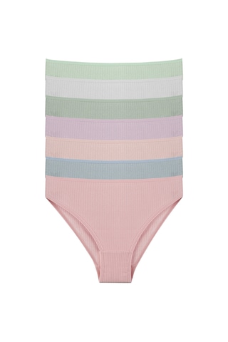 Nicoletta Kadın Külot 7 Li Paket Likralı Pamuklu Fitilli Kaşkorse Pembe 713156 R16 Pembe
