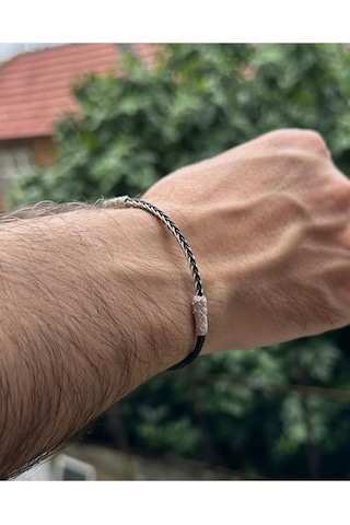 Kazzaze Gümüş Kazaziye Zincir Örgü Detaylı Bileklik