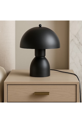 Modern Burry Abajur Masa Lambası Metal Gövde Mat Siyah