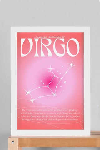 Virgo Başak Burcu Çerçeveli Tablo Aura Enerji Renkleri Astrolojik Takım Yıldızı Sembolü