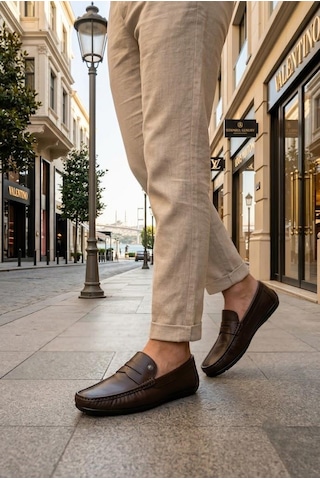 Pierre Cardin 90220 Rahat Esnek Hakiki Deri Erkek Loafer Ayakkabı Kahve