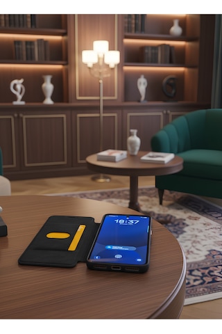 Samsung Uyumlu Galaxy S24 Fe Kılıf Kamera Korumalı İçi Kadife İnce Yapılı Kapaklı Standlı Deri Kapak