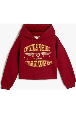 Koton Harry Potter Kapşonlu Sweat Lisanslı Uzun Kollu Şardonlu Bordo 4wkg10489ak 4WKG10489AK464 Bordo