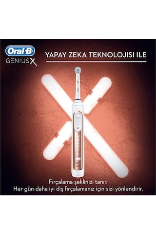 Oral-B Genius X AI Şarj Edilebilir Diş Fırçası Rose Gold + 4 Başlık + Seyehat Çantası