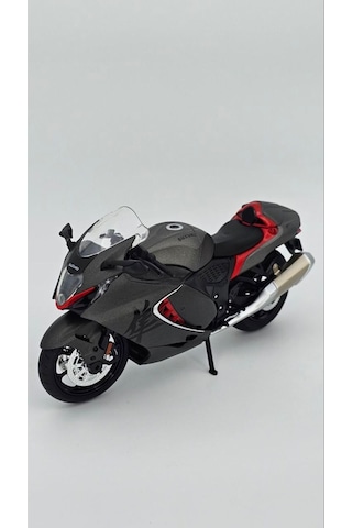 Suzuki Hayabusa 1:12 Diecast Motosiklet - Gri Red Detaylı Koleksiyon