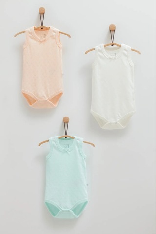 Altıntaş Baby Caramell Yumuşak Ve Nefes Alabilen %100 Pamuk 3'lü Body Set Kız Bebek Somon Somon