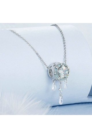 Fastbuy S925 Ayar Gümüş Yıldız Ay Dreamcatcher Boncuk Set, Renkli Püskül Dıy Aksesuar Çok Renkli