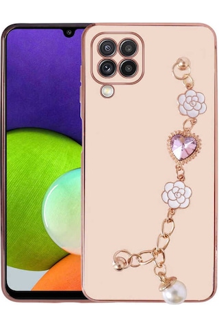 Galaxy A12 Kılıf El Tutamaçlı Kamera Korumalı Zore Taka Silikon Kapak Pembe