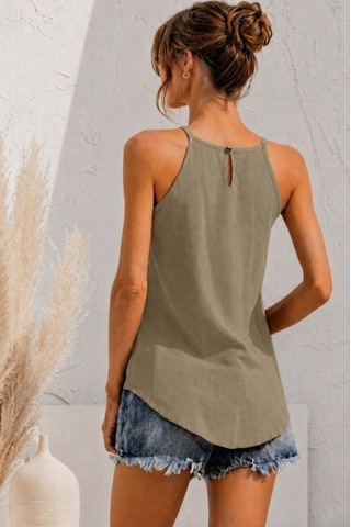 Alyn Wear Kadın Sırtı Damla Detay Kolsuz Atlet Bluz Haki