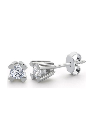Swarovski Zirconia 0.60 Karat Kalp Tırnak Tektaş İkili Gümüş Set