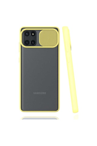 Ekılıf - Samsung Galaxy A81 Note 10 Lite Uyumlu Kılıf Slayt Sürgülü Arkası Buzlu Lensi Kapak - Siyah