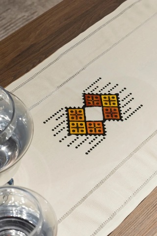 Magic Rug Dokuma Kumaş El Baskısı Runner 45x145 Cm Ekru - 687123403 Ekru