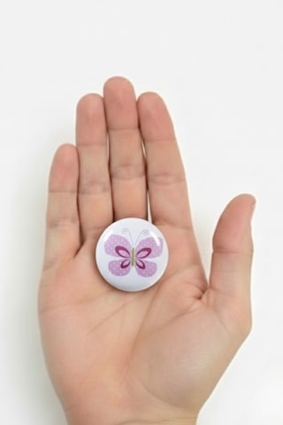 Porselen Pembe Kelebek Desenli Çocuk Odası Mobilya Kulpu Seramik Çekmece Dolap Düğmesi Çok Renkli