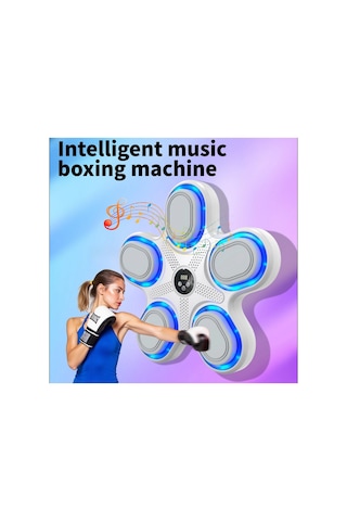 Bluetooth Hoparlör Özellikli Duvar Boks Makinesi Müzikli Box 9 Mod Seviye Ayarlı Box Standı Beyaz