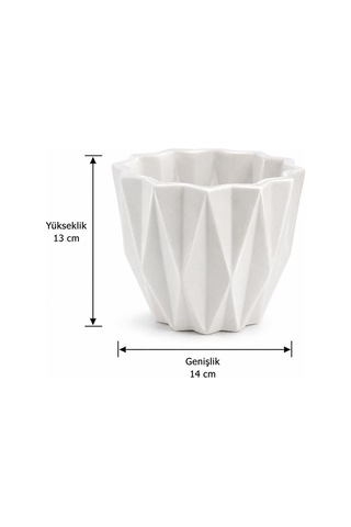 Lexroo Geometrik Desenli Beyaz Saksı, Masaüstü, Modern Minimalist Stil, Sukulent Ve Kaktüs Standart