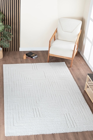 Norway Vl Bukleli Premium Yumuşak Peluş Post Iskandinav Oturma Odası Salon Halısı 70621-krem