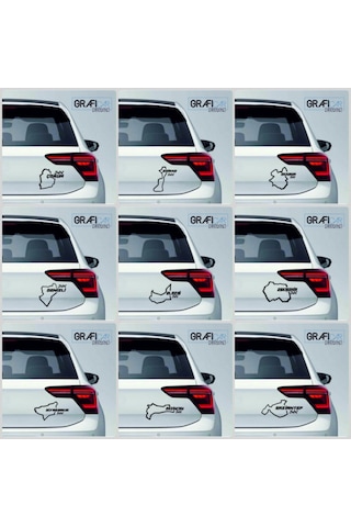 Harita Yarış Pisti Görünüm Sticker 2'Li Paket - 81 Il Parlak Siyah