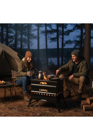 Igrıll Katlanabilir Izgaralı Portatif Ateş Çukuru Firepit