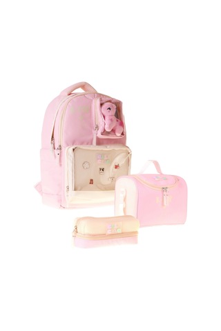 Calacilo K-pop Pink Pembe Peluş Aksesuarlı Pembe Kız Çocuk Üçlü İlkokul Okul Çantası Seti - Setcc-c4107a