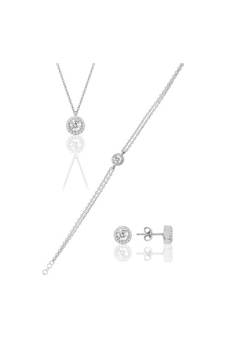 Gümüş Pırlanta Modeli Set