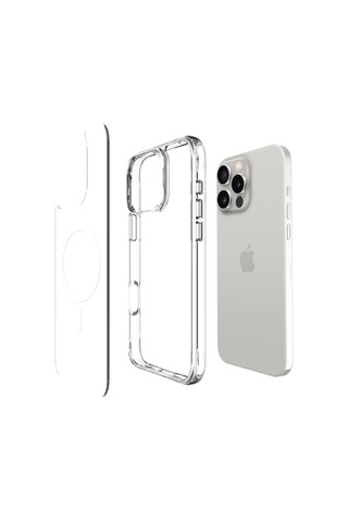 Bix Apple Uyumlu iPhone 16 Pro Max Magsafe Transparan Şeffaf Kılıf Güçlü Manyetik Üstün Darbe Koruması Şeffaf