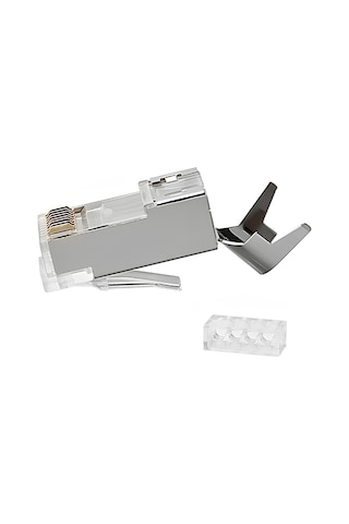 Cat7 Metal Konnektör Rj45 Cat7 Jack + Ayraç 100'lü Paket