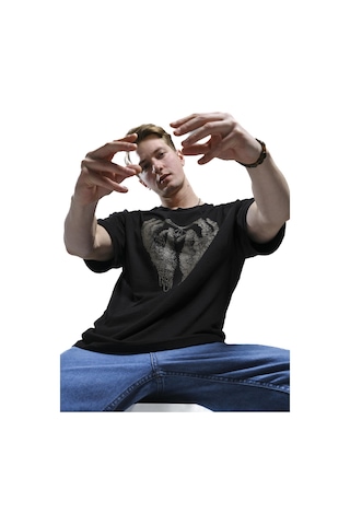 Joao Baskı Detaylı Unisex Bisiklet Yaka Oversize Tshirt