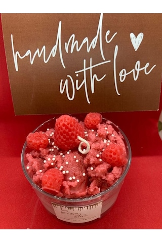 El Yapımı Candles Strawberry Cupcake Çilekli Mum Aromaterapi Koku 001