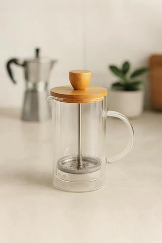 Azir Çift Cidarlı French Press 350ml Şeffaf